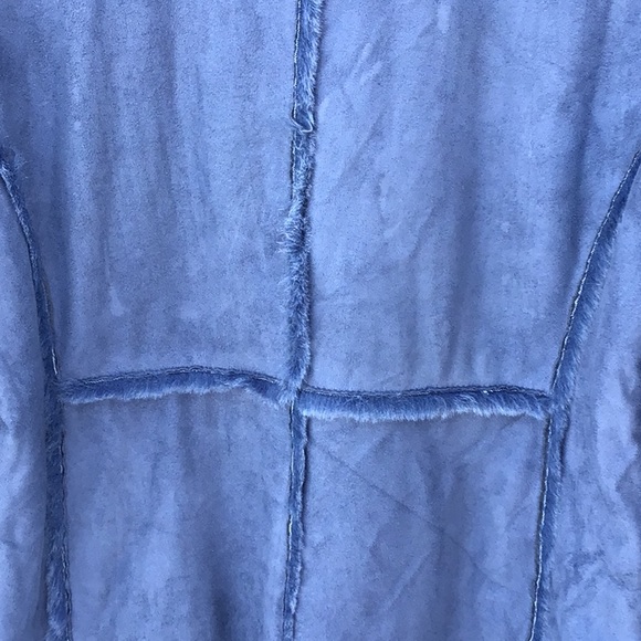 Utex Design VGUC blue suede feel button up jacket fleecy inside, side pockets - Picture 9 of 16